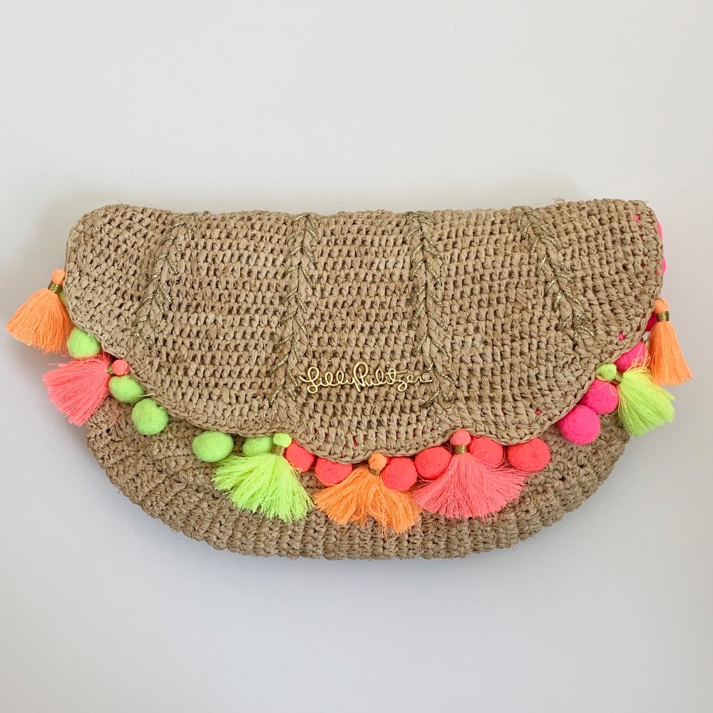 LILLY PULITZER | Straw Clam Shell Clutch